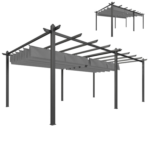 Retractable Pergola Canopy, 11.7' x 19.6', Aluminum, For Grill Patio Garden Deck