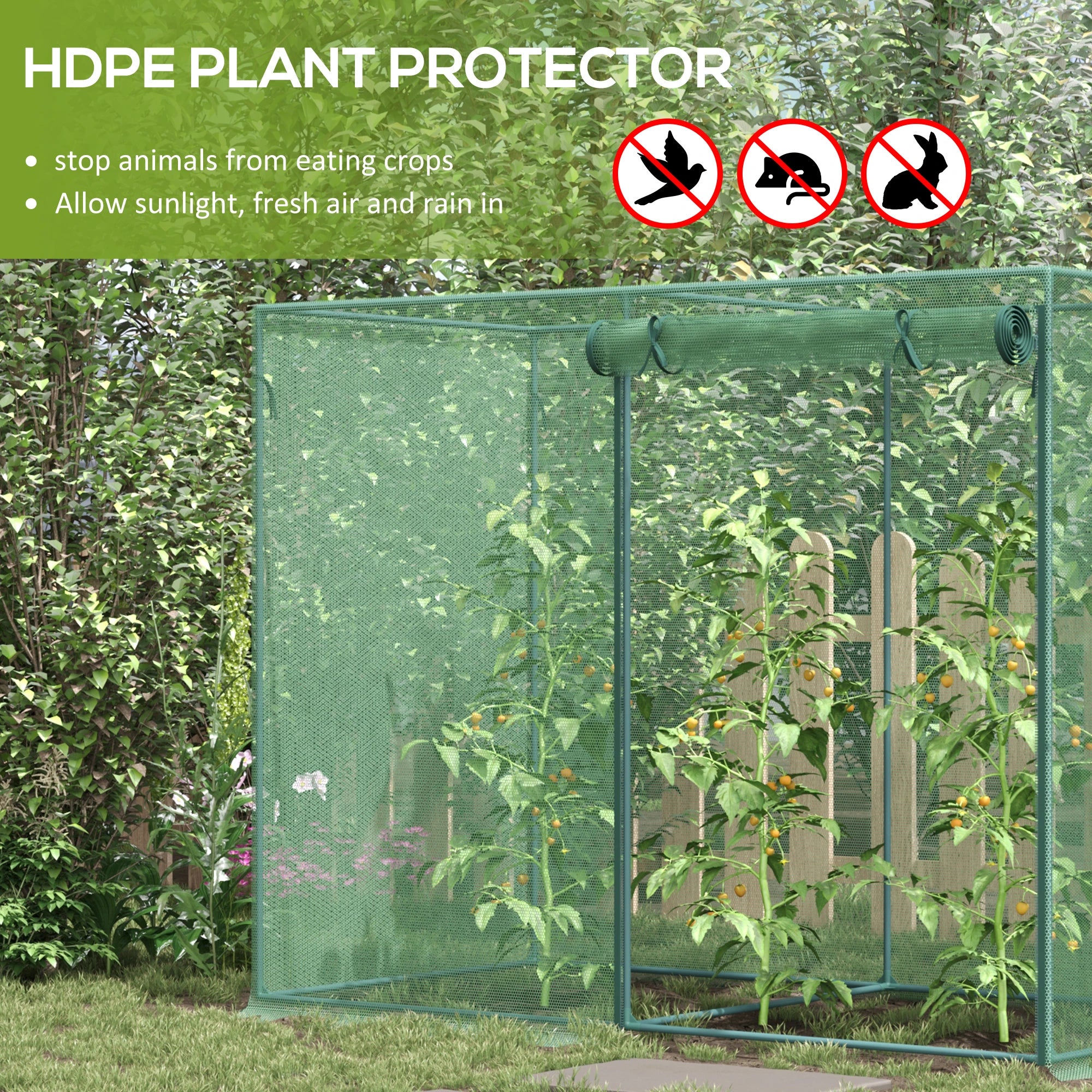 6.5 x 3.3ft Crop Cage, Plant Protector, Zippered Door, Storage Bag, Green Walk In Greenhouses at Gallery Canada