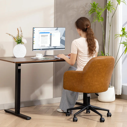 Swivel Office Chair, Faux Leather Desk Chair, Adjustable Height, Brown Task Chairs at Gallery Canada