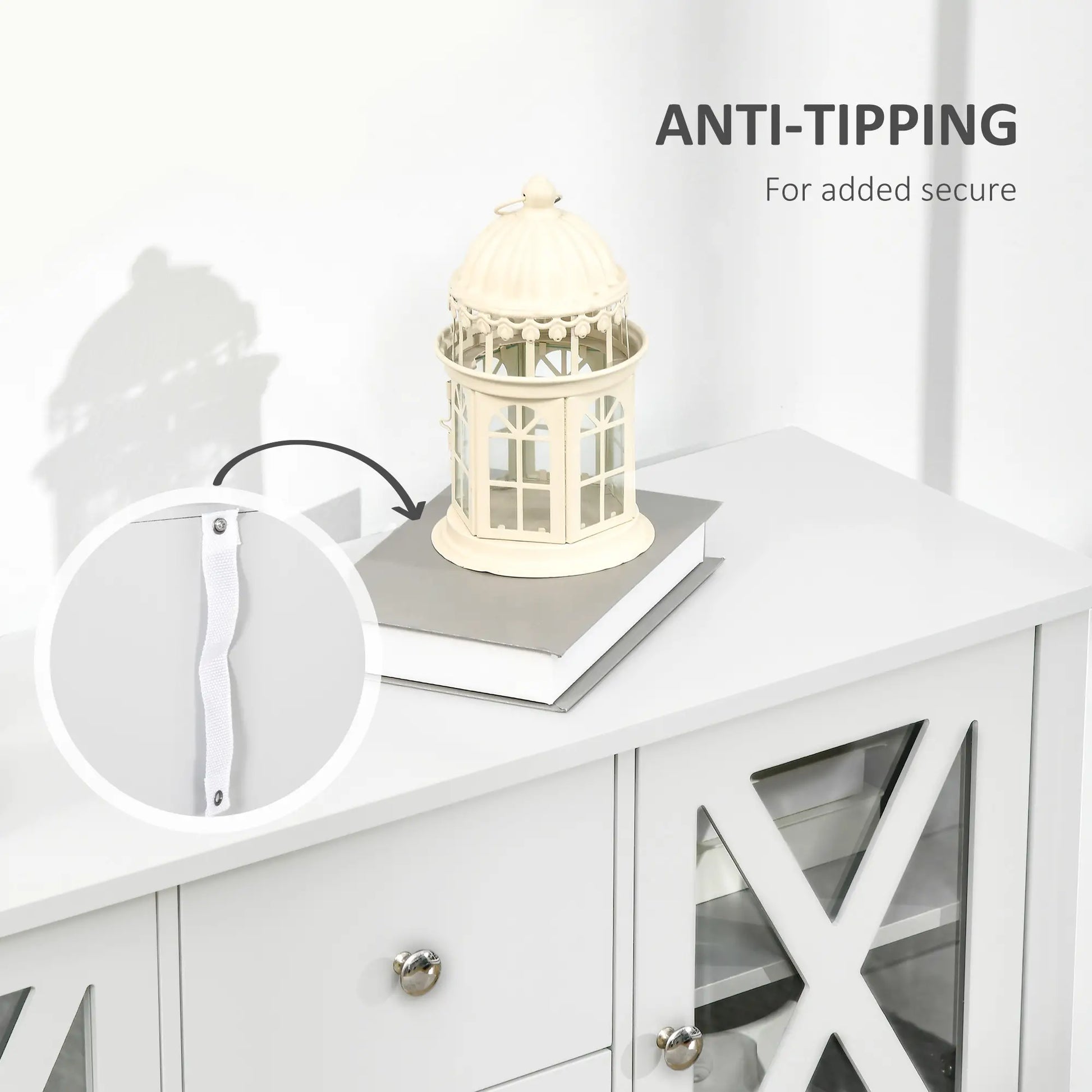 Modern Sideboard, Glass Door Buffet Cabinet, Adjustable Shelves, White Bar Cabinets at Gallery Canada