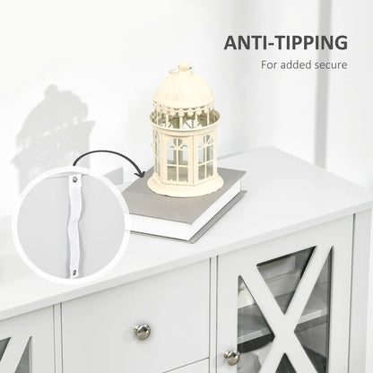 Modern Sideboard, Glass Door Buffet Cabinet, Adjustable Shelves, White Bar Cabinets at Gallery Canada