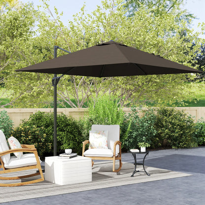 8'x8' Square Patio Hanging Offset Umbrella, Outdoor Cantilever Parasol, Tan Offset Cantilever Umbrellas at Gallery Canada