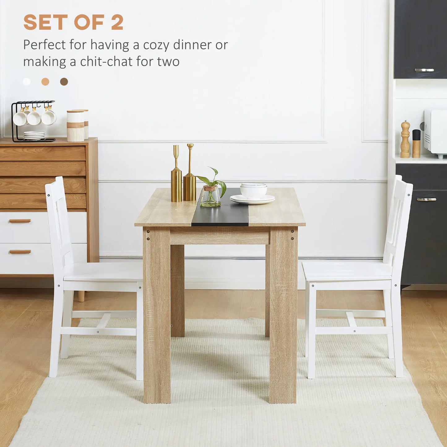 Dining Chairs Set of 2, Kitchen Chair, Pine Wood, White Bar Stools at Gallery Canada