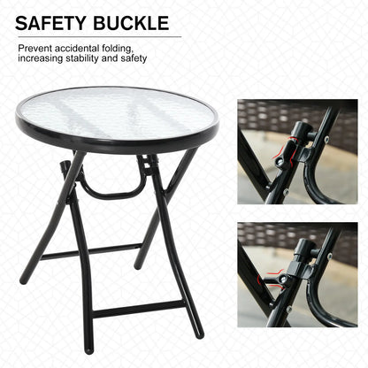 18" Round Folding Coffee Table, Tempered Glass Top, Portable for Patio, Balcony Patio Side Tables at Gallery Canada