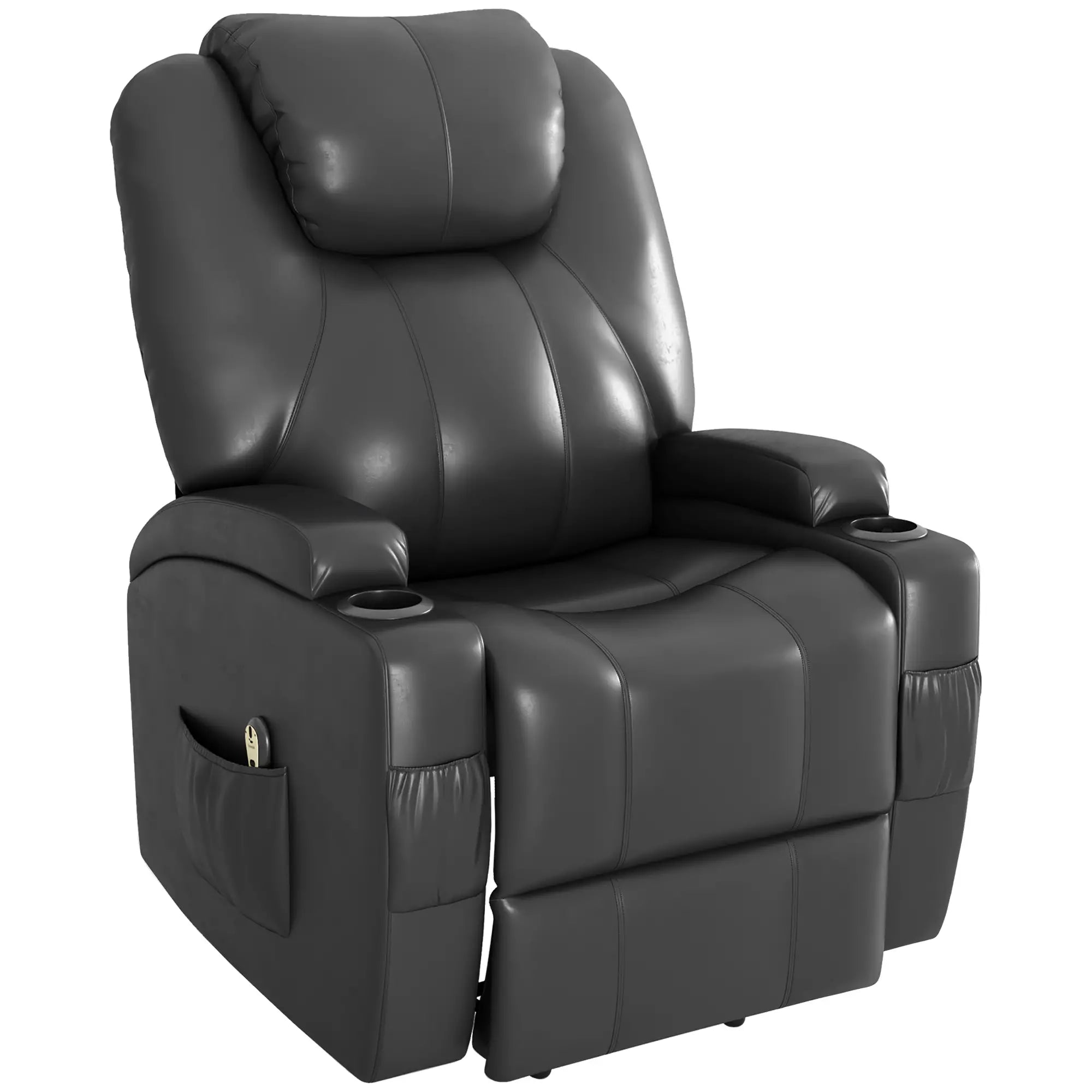 Power Recliner, Electric Lift Chair for Elderly with Footrest, Remote Control, Side Pockets and Cup Holders, Grey Electric Power Lift Chairs Grey at Gallery Canada