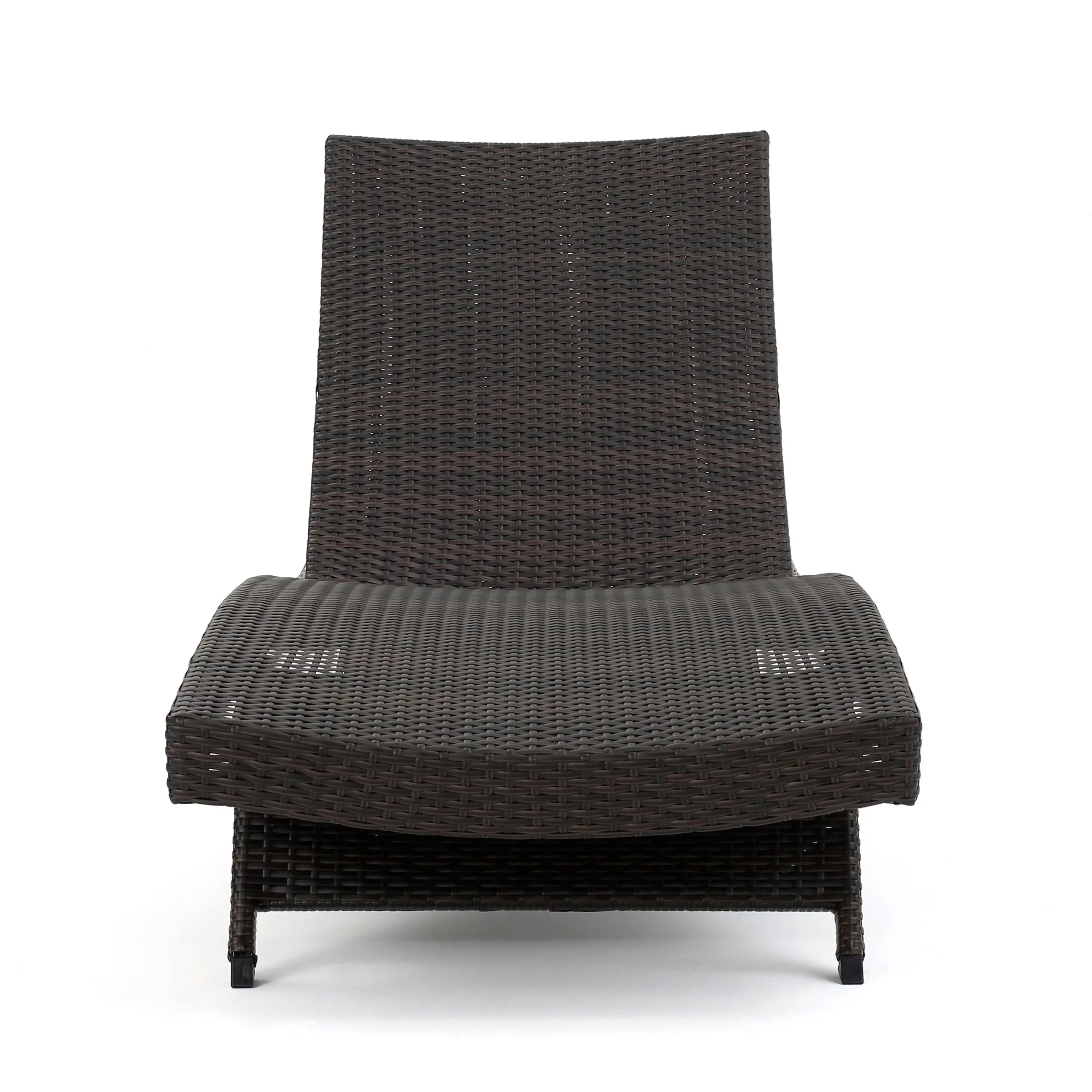 Wicker Chaise Lounge, Adjustable Backrest, Foldable, 79