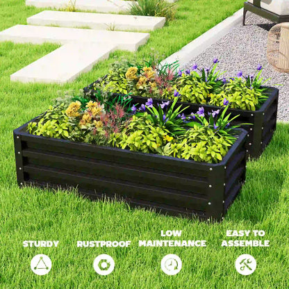 Galvanized Raised Garden Beds, Outdoor Planter Box, Set Of 2, Black Galvanized Planter Boxes at Gallery Canada