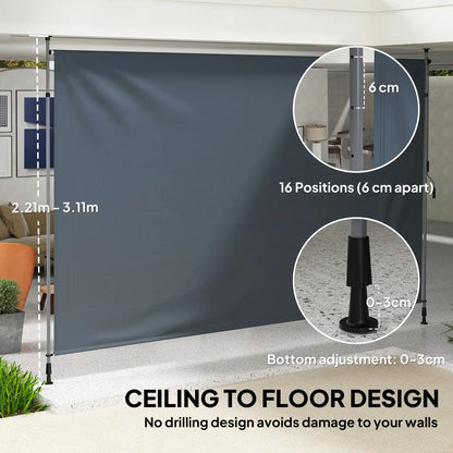 13' x 10' Manual Retractable Patio Awning, UPF30+ Water-Resistant, Dark Grey Patio Awnings at Gallery Canada