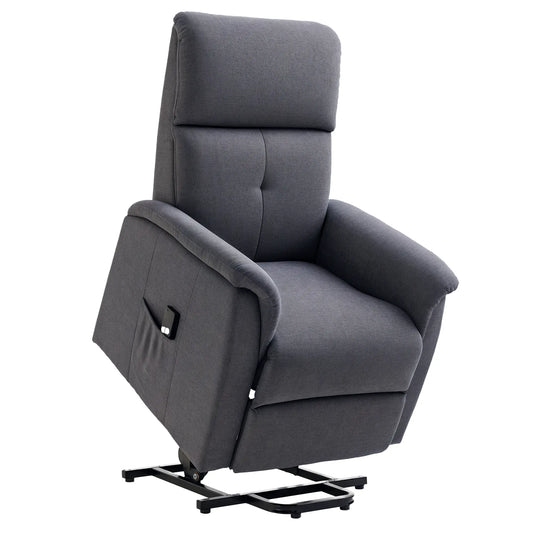 Power Lift Chair, Electric Recliner Sofa with Remote, Side Pocket, Grey Electric Power Lift Chairs Grey at Gallery Canada