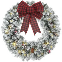 Pre-Lit Christmas Wreath 24 Inch, Green