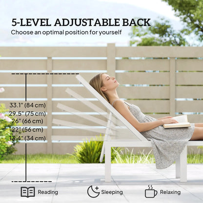 5-Position Reclining Outdoor Chaise Lounge, Mesh Seat, Black Lounger Chairs at Gallery Canada