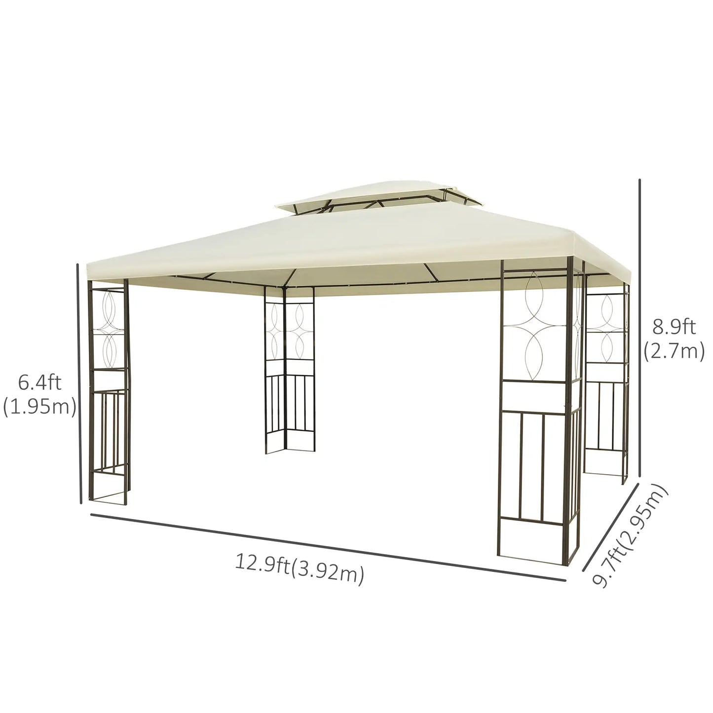 10x13ft Steel Gazebo, Sun Shelter, Vented Roof, Cream White Gazebos at Gallery Canada