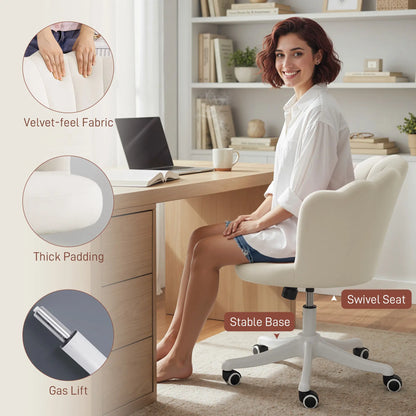 Armless Swivel Desk Chair, Adjustable Height, Cream Task Chairs at Gallery Canada