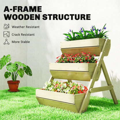 3 Tier Elevated Planter Box, Wooden Raised Garden Bed, 26" x 30" x 30", Green Elevated Garden Beds at Gallery Canada