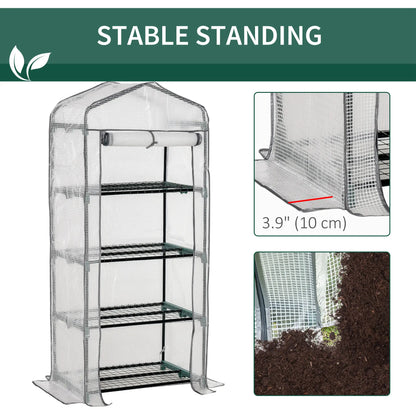 Portable Greenhouse With 4 Tier Shelves, Steel Frame, PE Cover, 28" x 20" x 63", White Portable Greenhouses at Gallery Canada