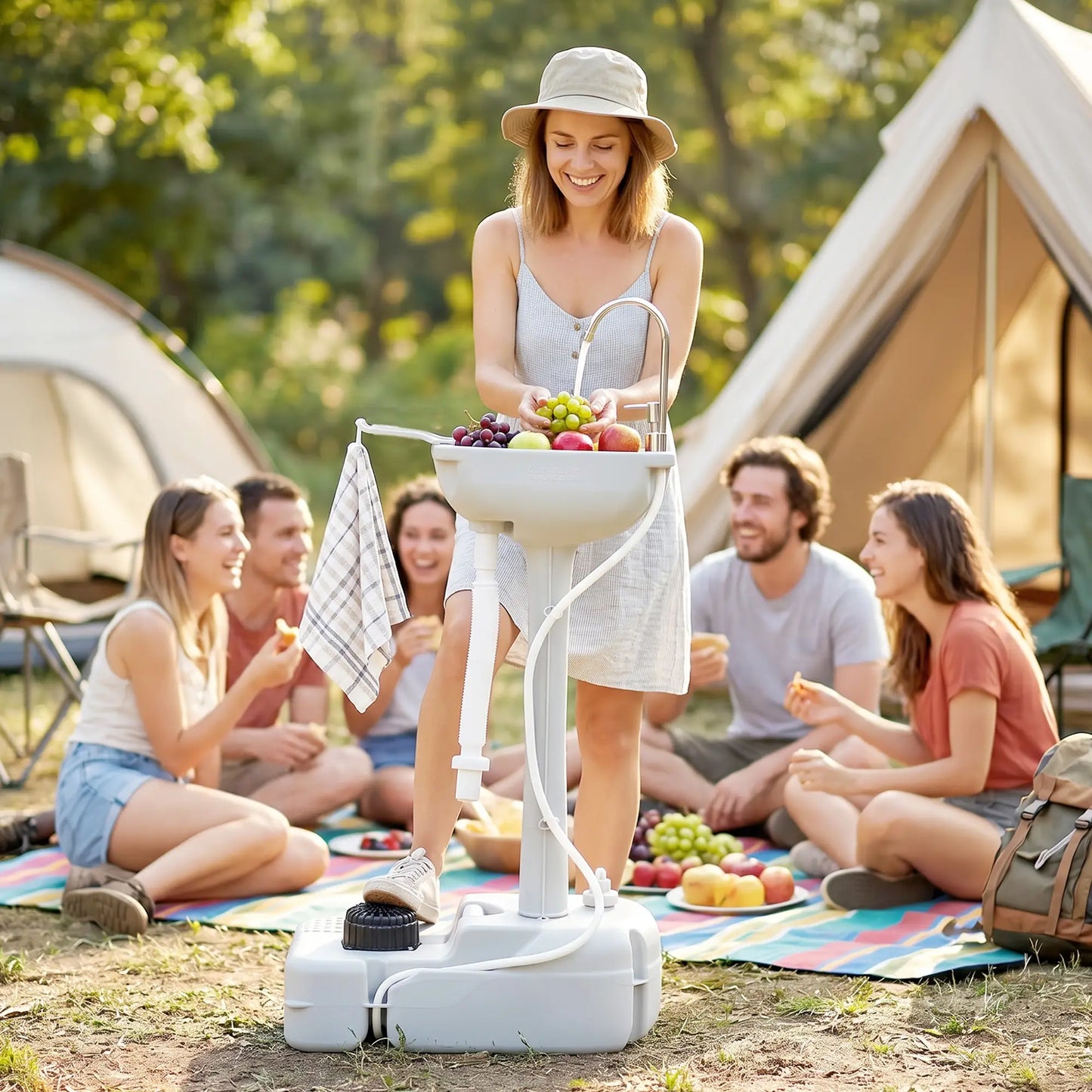 Portable Camping Sink, 17L Water Tank, Soap Dispenser, Towel Holder Camping Sinks at Gallery Canada