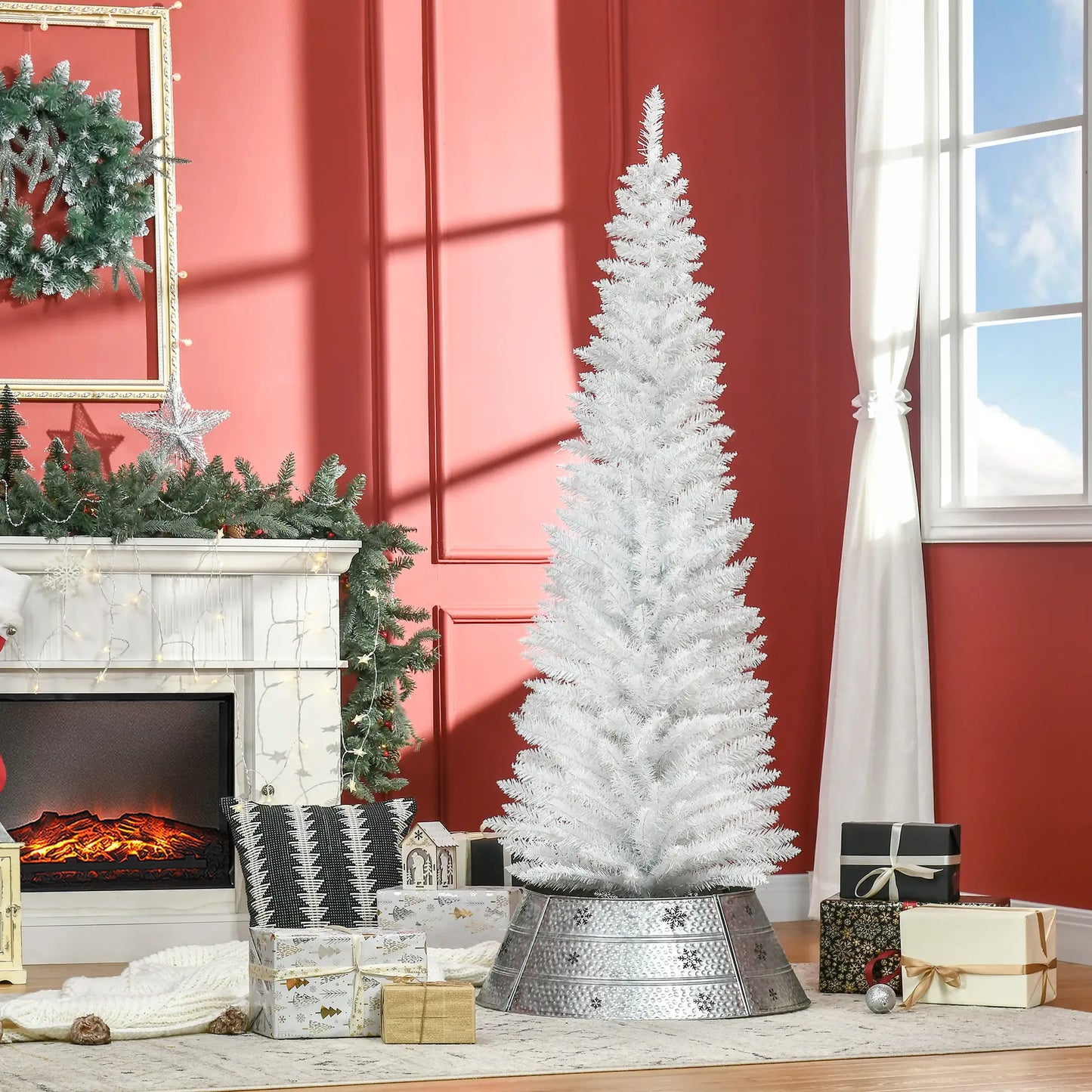6 FT Christmas Tree, Classic Holiday Indoor Decoration, White White Christmas Trees at Gallery Canada