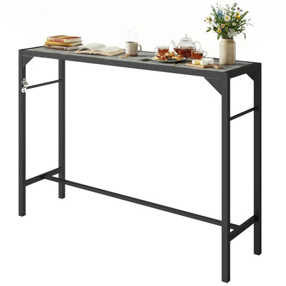 Outdoor Bar Table With Bottle Opener, Wood Grain Plastic Top, 55" x 15" x 39" Patio Dining Tables at Gallery Canada