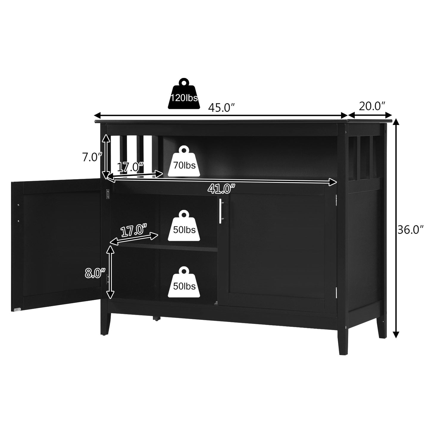 Modern Practical Wooden Kitchen Lockers with Large Storage Space, Black - Gallery Canada
