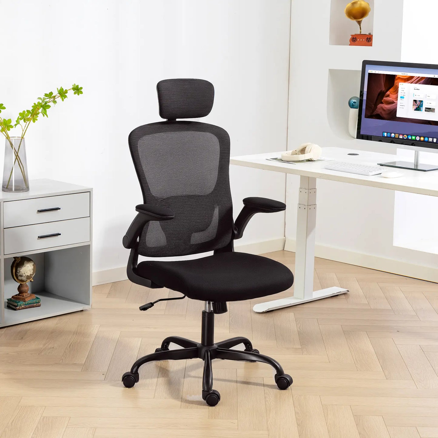 Ergonomic Office Chair, Mesh Desk Chair, Adjustable Headrest, Lumbar Support, Black Task Chairs at Gallery Canada