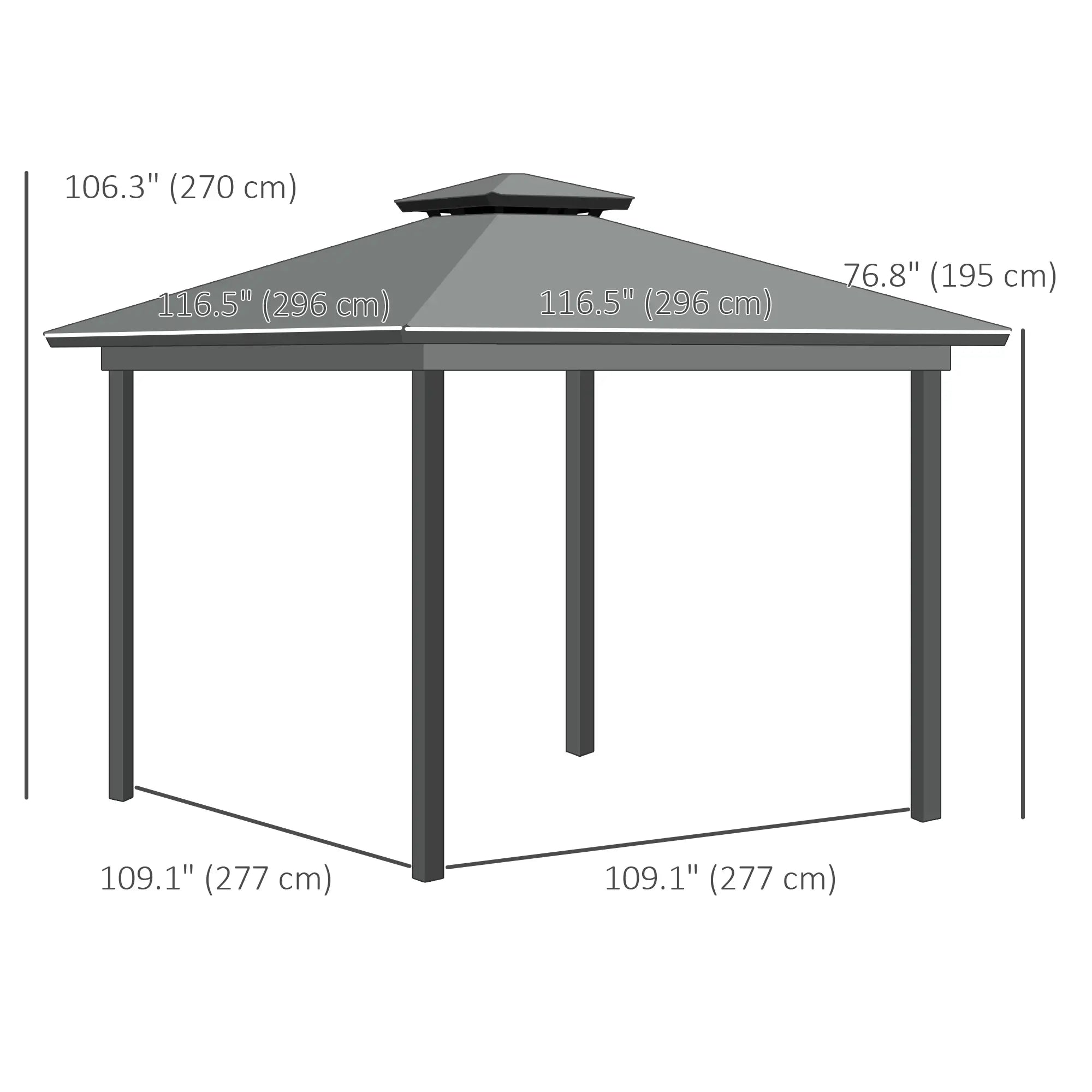 10' x 10' 2-Tier Gazebo, Zippered Mesh Sidewalls, Aluminum Frame, Light Grey Gazebos at Gallery Canada
