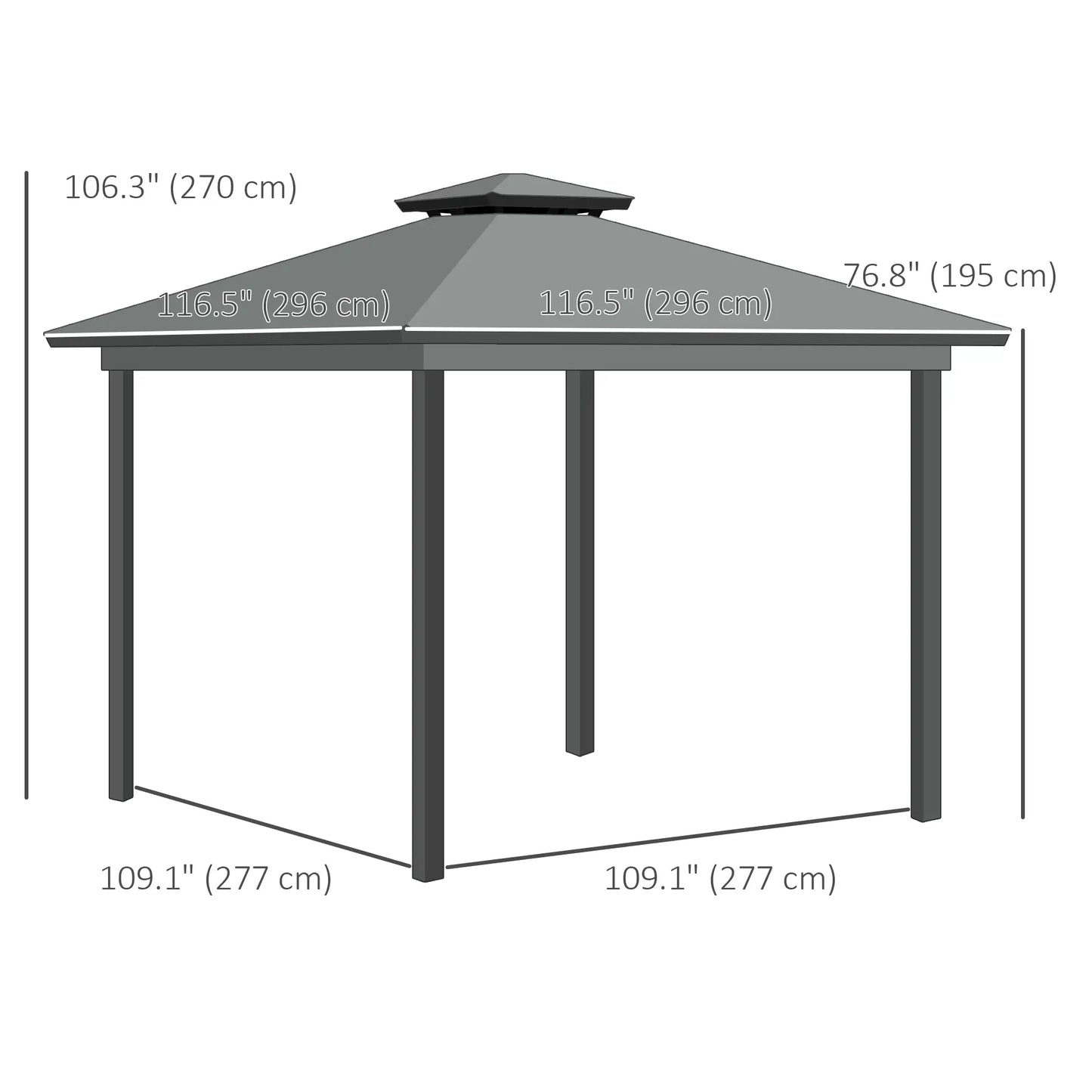 10' x 10' 2-Tier Gazebo, Zippered Mesh Sidewalls, Aluminum Frame, Light Grey Gazebos at Gallery Canada