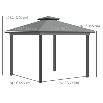 10' x 10' 2-Tier Gazebo, Zippered Mesh Sidewalls, Aluminum Frame, Light Grey Gazebos at Gallery Canada