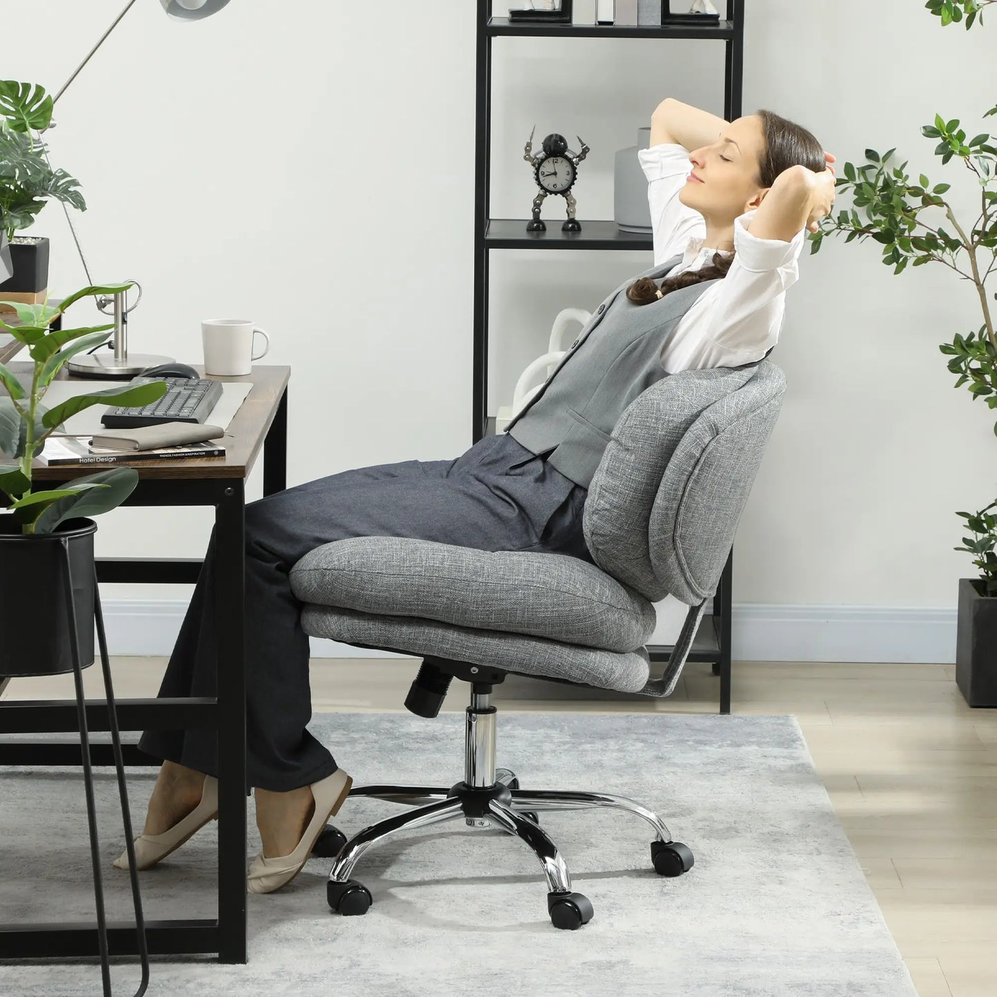 Armless Office Chair, Wide Padded Seat, Adjustable Height, Tilt Function, Grey Task Chairs at Gallery Canada