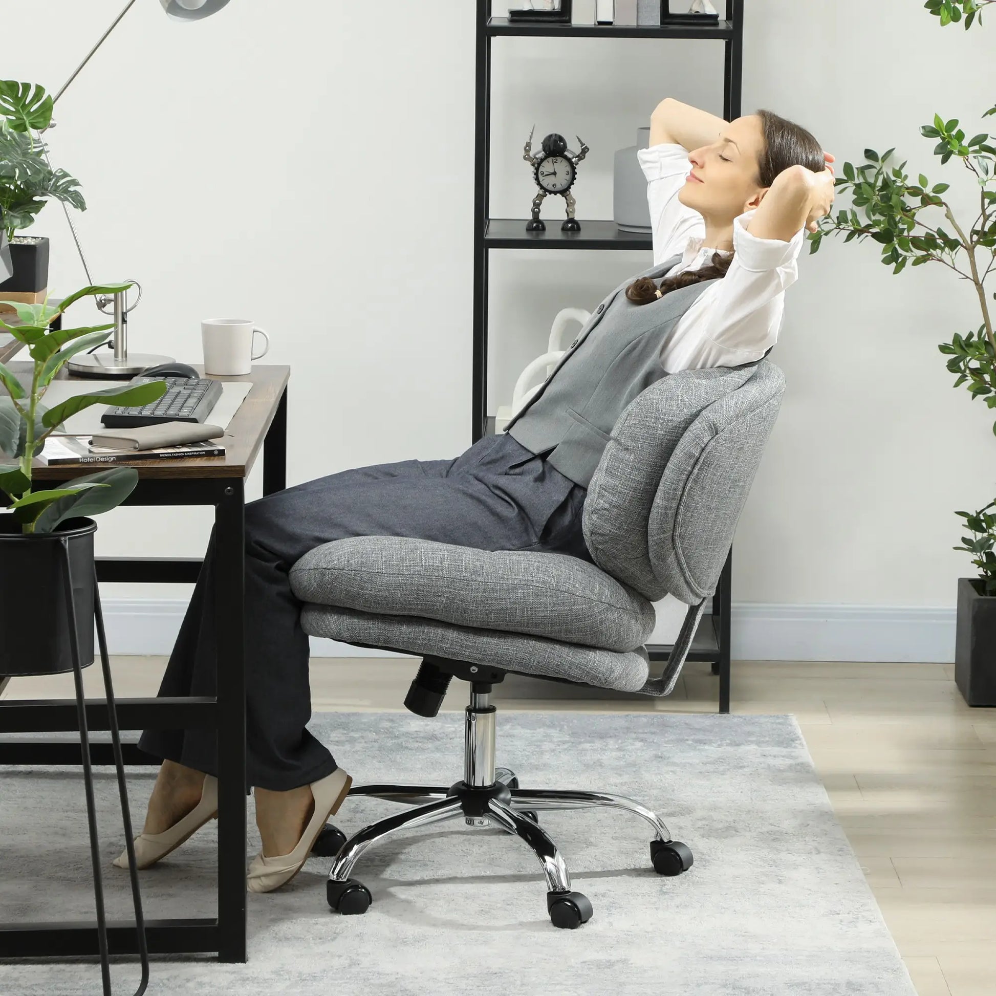Armless Office Chair, Wide Padded Seat, Adjustable Height, Tilt Function, Grey Task Chairs at Gallery Canada