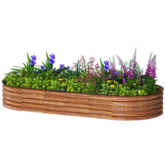 Large Outdoor Planter Box, 7' x 3' x 1', Galvanized Raised Garden Bed, Brown Galvanized Planter Boxes Brown Wood Effect at Gallery Canada