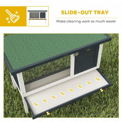 Wooden Outdoor Rabbit Hutch, Slide-Out Tray, Openable Roof, 35" W x 18" D x 26" H, Black Rabbit Hutch at Gallery Canada