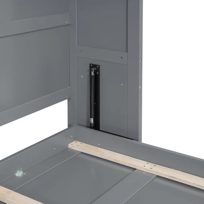 Murphy Bed with Storage, Space-saving Wall Bed, 117.5" L x 16" W x 88" H, Grey Bed Frames at Gallery Canada