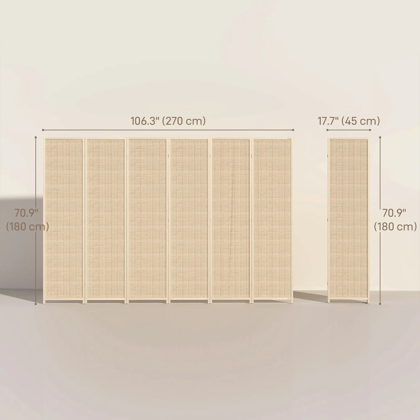 Woven Bamboo Room Divider, 6 Panel Folding Privacy Screen, Natural Wood Room Dividers at Gallery Canada