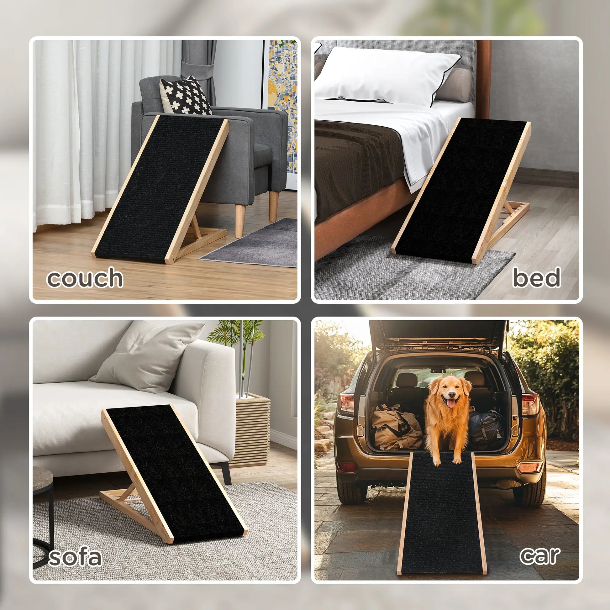 Foldable Dog Ramp for Bed Couch, Height Adjustable, Non Slip Carpeted Surface Dog Stairs at Gallery Canada