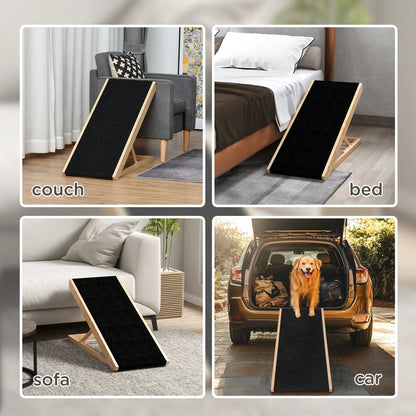 Foldable Dog Ramp for Bed Couch, Height Adjustable, Non Slip Carpeted Surface Dog Stairs at Gallery Canada