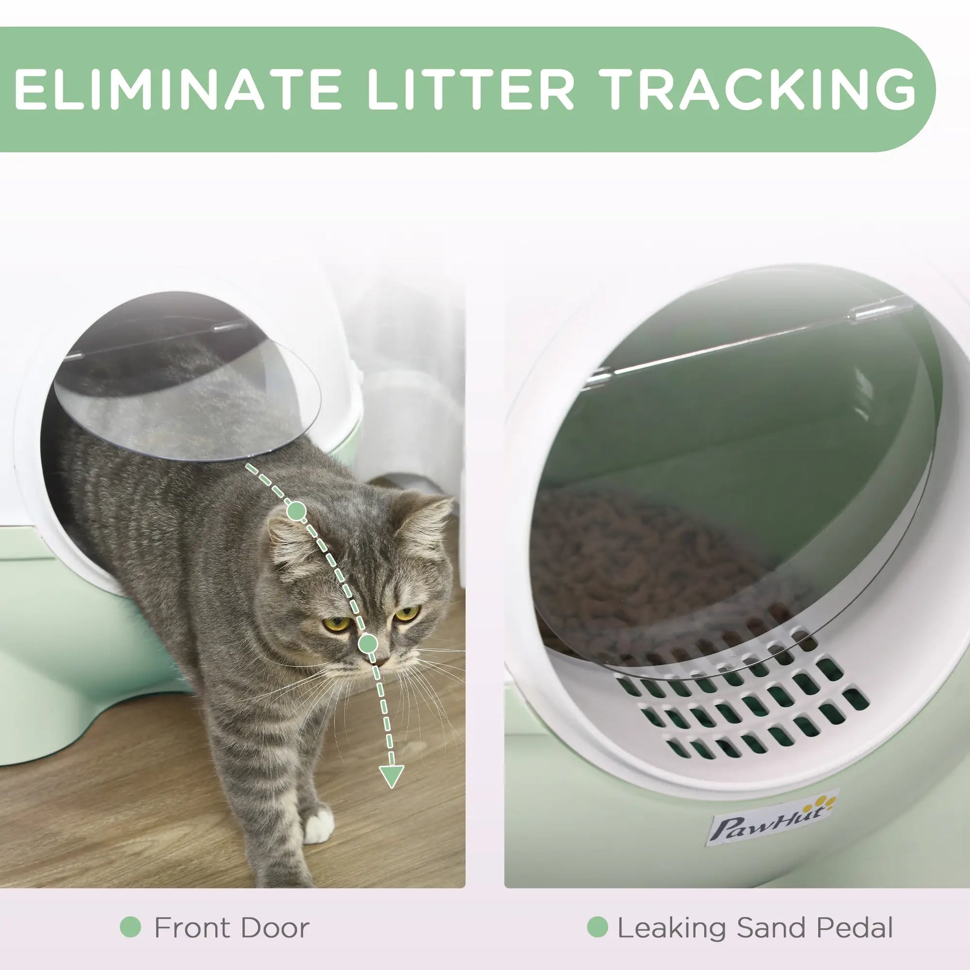 Enclosed Cat Litter Box, Large with Lid, Scoop, Leaking Sand Pedal, Light Green Cat Litter Box Enclosures at Gallery Canada