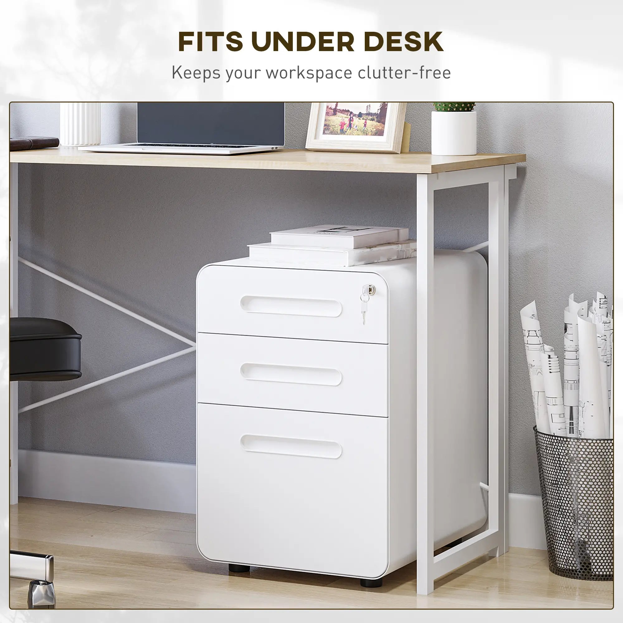 Lockable File Cabinet, Steel Filing Cabinet on Wheels for Legal, A4, Letter Size, Home Office Office Cabinets & Cupboards at Gallery Canada