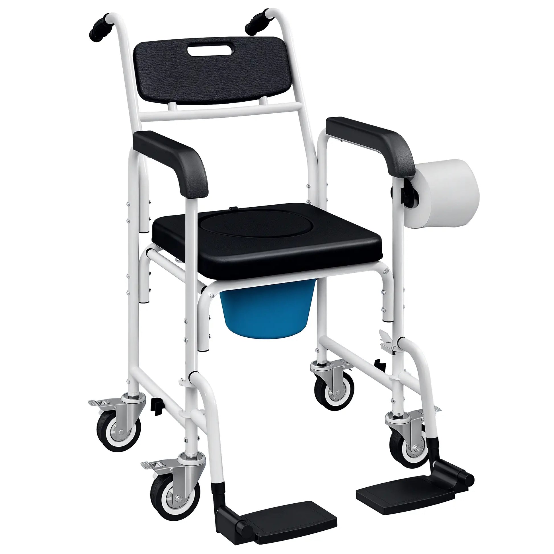 Rolling Shower Wheelchair, Bedside Commode Chair with Locking Wheels, Black Bath Chairs at Gallery Canada