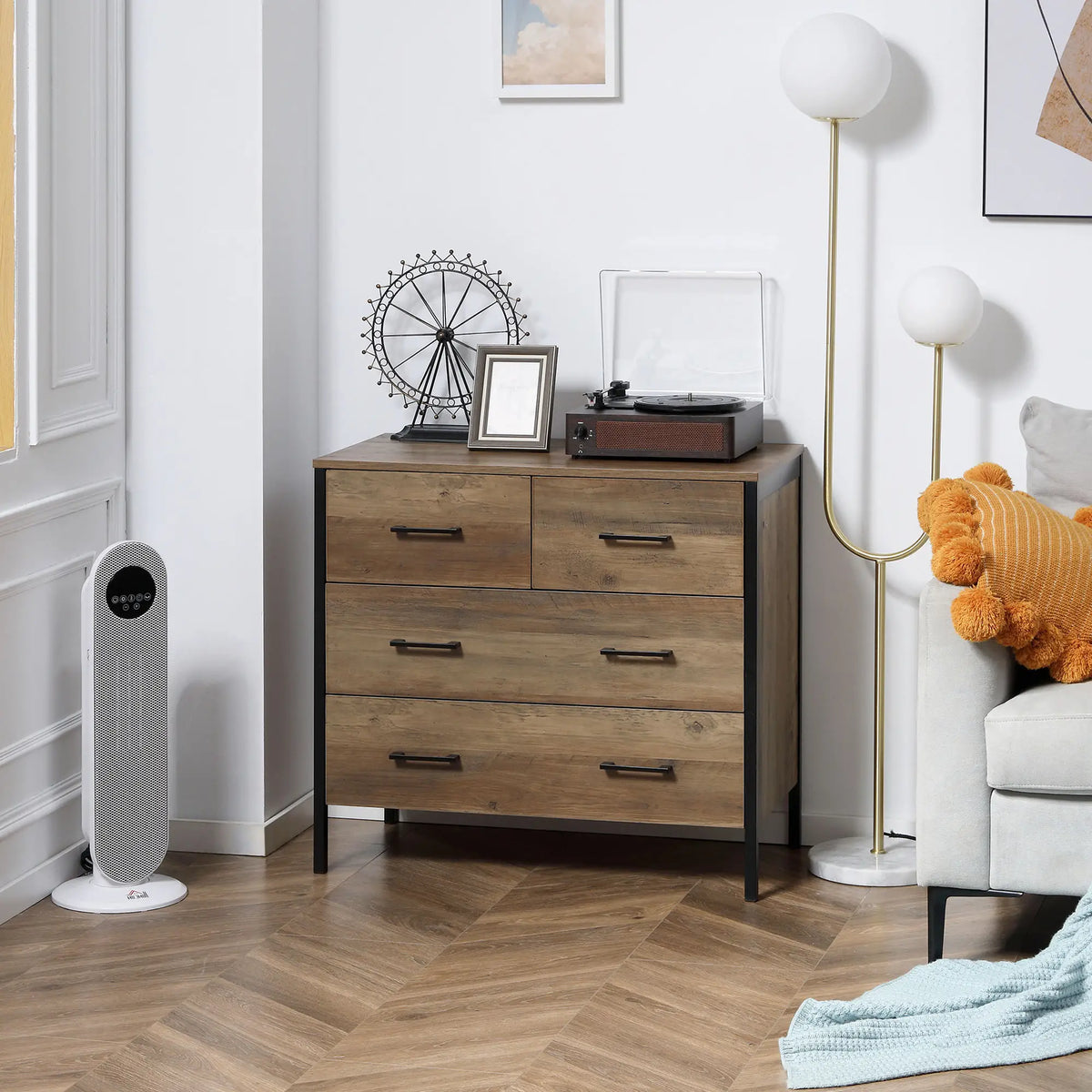 4 Drawer Dresser, Metal Frame, for Bedroom, Living Room, Brown Storage Cabinets at Gallery Canada