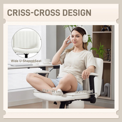 Criss Cross Chair with Flip-up Armrests, Wheels, Adjustable Height, Tilting, Cream White Task Chairs at Gallery Canada