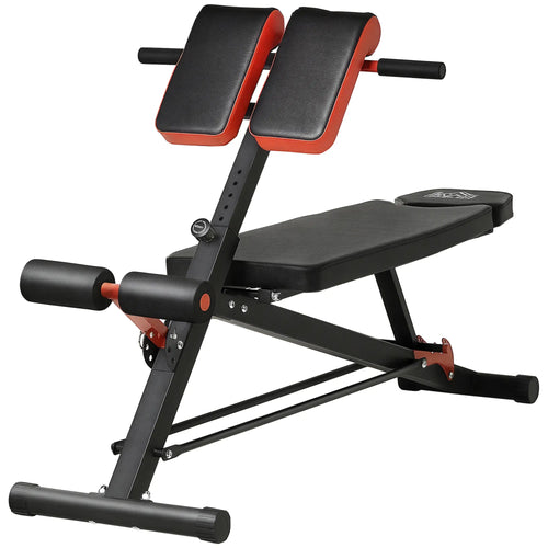 Adjustable Weight Bench, Roman Chair, Hyper Extension, Ab Sit Up, Black and Red