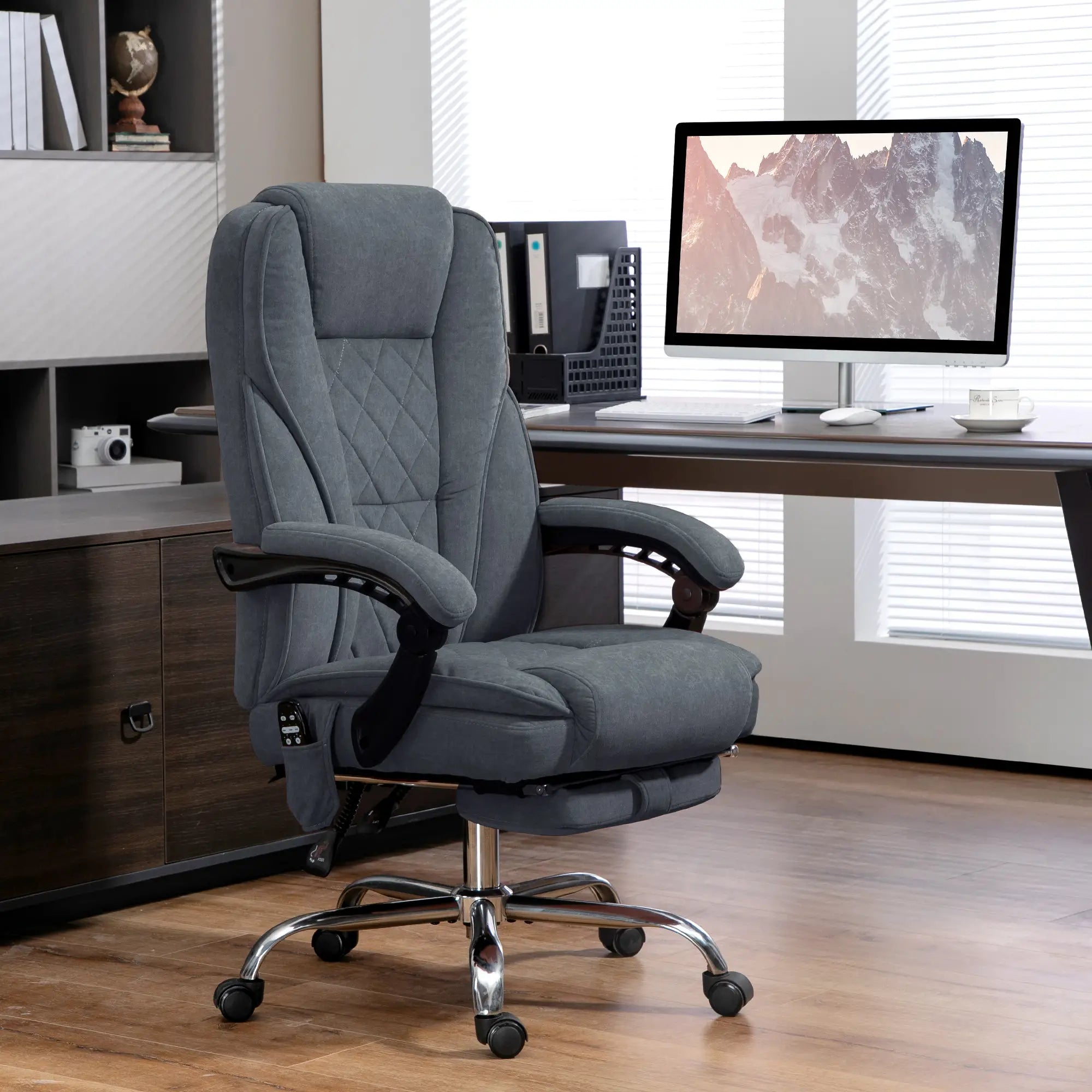 Massage Office Chair, Reclining Computer Chair, Adjustable Height, Footrest, Dark Grey Massage Chairs at Gallery Canada