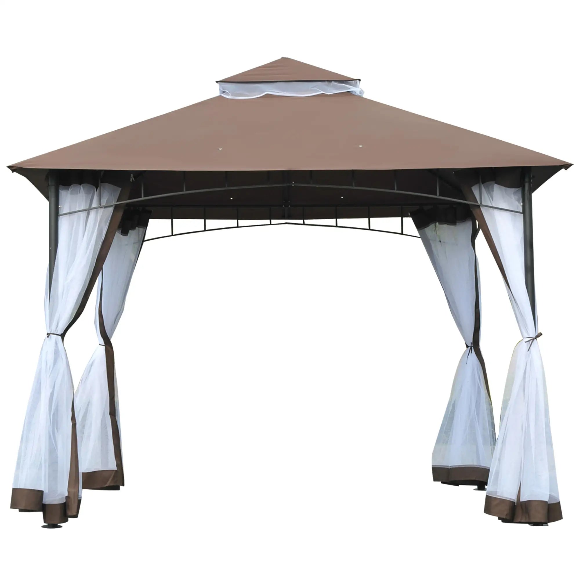 10' x 10' Garden Gazebo, Double Tier Canopy, Sunshade Tent, Anti-UV Roof, Metal Frame, Coffee Gazebos at Gallery Canada