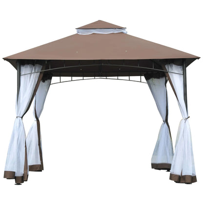 10' x 10' Garden Gazebo, Double Tier Canopy, Sunshade Tent, Anti-UV Roof, Metal Frame, Coffee Gazebos at Gallery Canada
