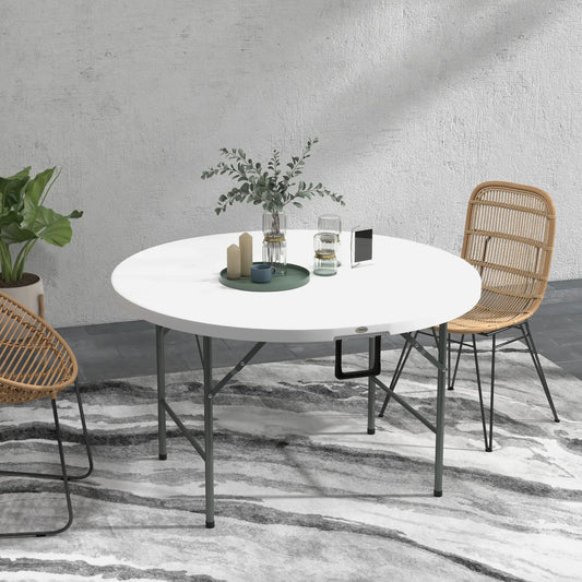 48" Folding Patio Table, Outdoor HDPE Picnic Table, White Patio Side Tables Grey, White at Gallery Canada