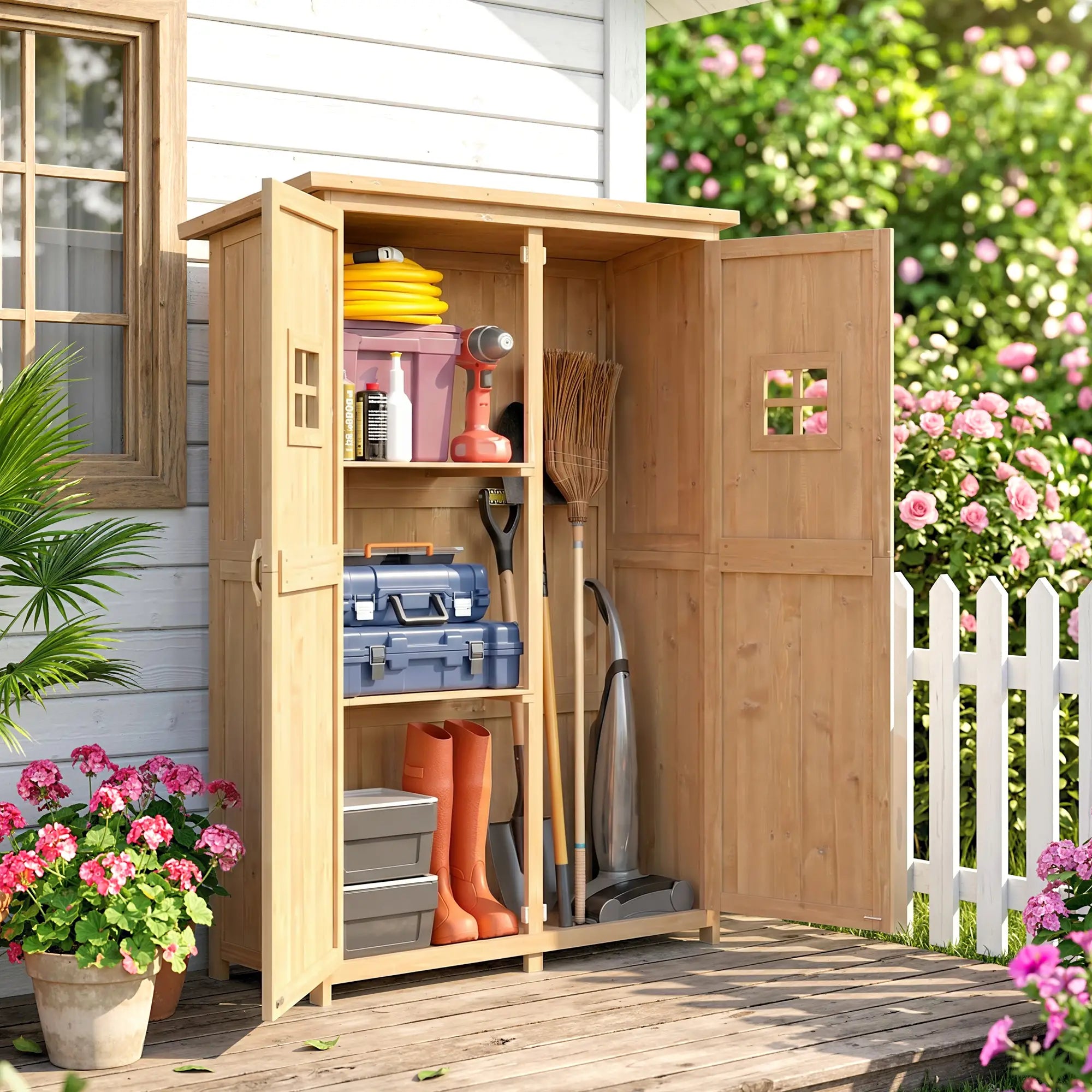 4x1.5ft Wooden Garden Storage Shed, Outdoor Tool Cabinet, Double Door Sheds at Gallery Canada