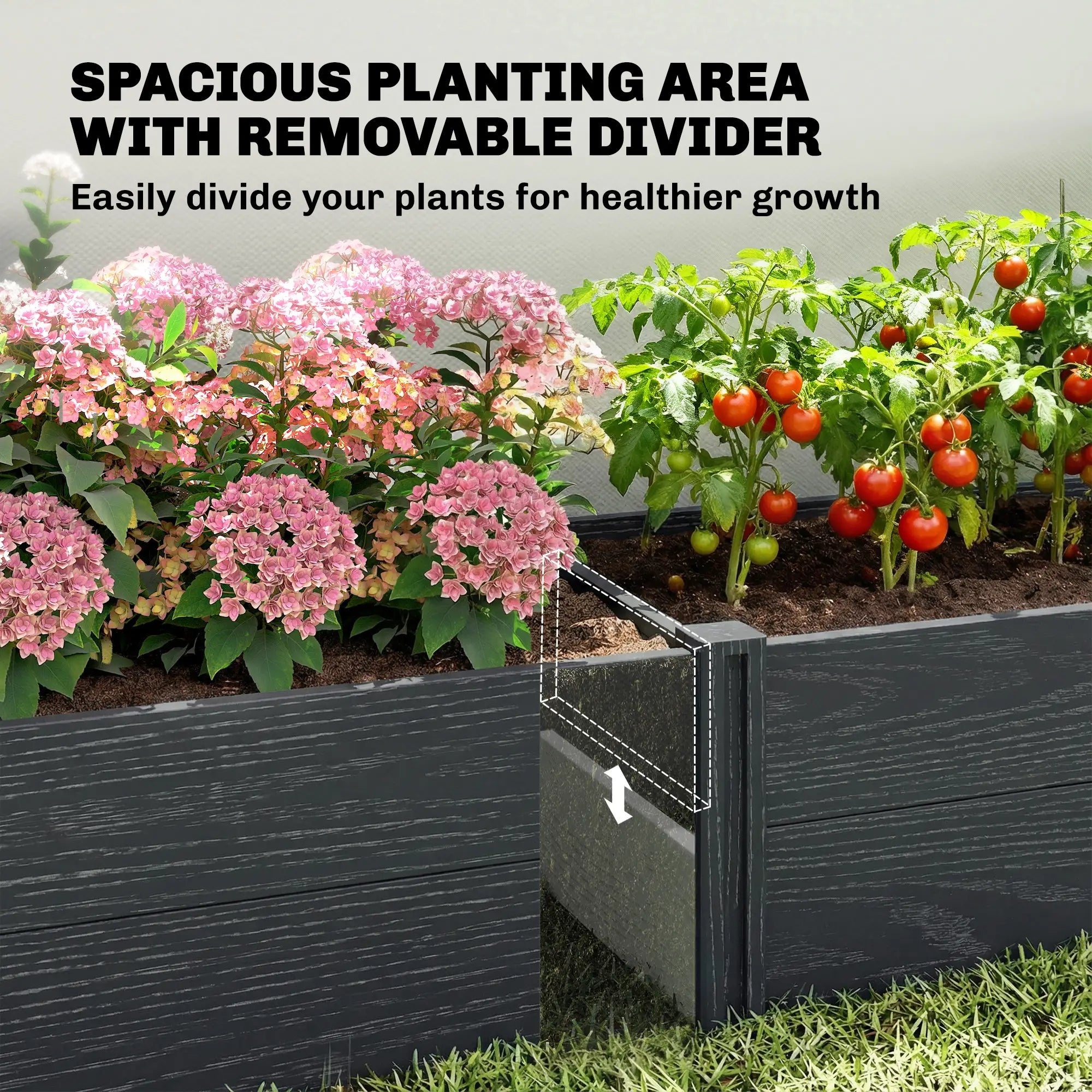 Vinyl Raised Garden Bed Kit, 6.5 x 2 x 1ft, Grey Wood Effect, Grey Wooden Planter Boxes at Gallery Canada