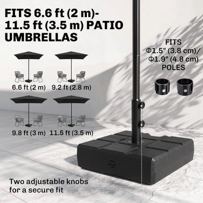 Porte-parapluie, poteaux de 1,2", 1,5" ou 1,9", base remplissable, noir