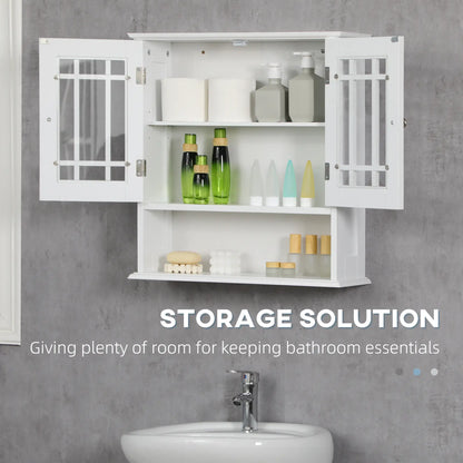 Modern Wall Mount Bathroom Cabinet, Storage Organizer with 2 Door Cabinet and Open Shelf, White Wall Mounted Cabinets at Gallery Canada