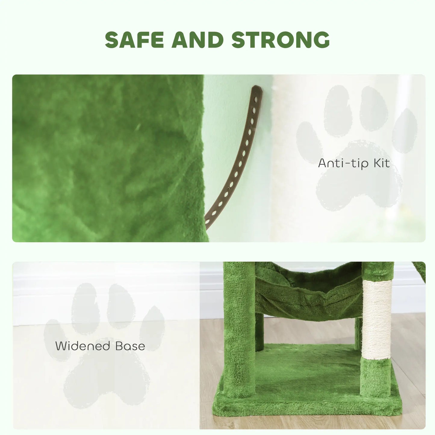 Cat Tree, 70 Inch Multi-Level Tower, 2 Condos, 2 Perches, Hammock, Green Cat Towers at Gallery Canada